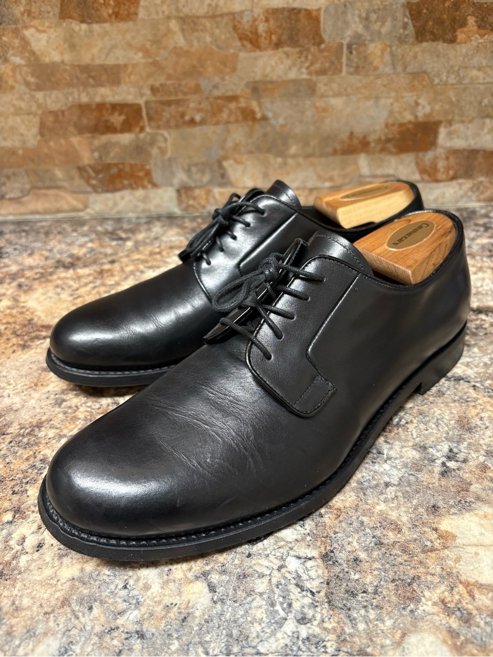 PRADA Black Leather Derby Lace-Up Dress Size 7 US Size 8